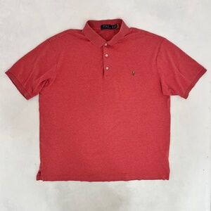 Ralph Lauren Mens Size XL Polo Shirt Heather Red Collared Short Sleeve Golf Logo